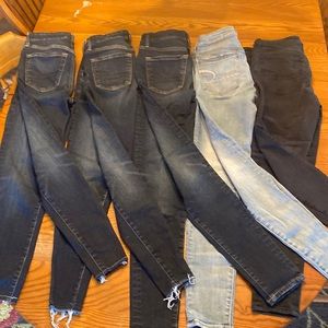 Five Pairs American Eagle Hi-Rise jegging